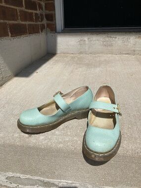 Dr Martens Mint Green Mary Jane Platform Shoes W8.5